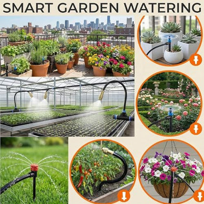 240FT Drip Irrigation System for Garden: 30 Nozzles 1/2" PE Tubing Automatic Watering Kit Adjustable Misting Sprinkler Mister 1/4" Hose for Water Plants Tape Raised Beds Lawn Outdoor Greenhouse - size: 240FT Quick Connect