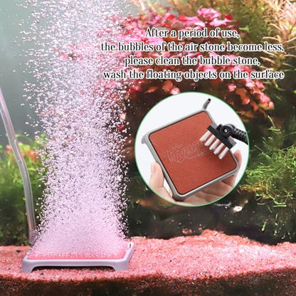 hygger Aquarium Air Stone, 2.44 Inch Nano Air Stone Make Super Tiny Bubble, Ultra Quiet Dissolved Oxygen Diffuser Small Airstone with Stainless Steel Base for Aquarium, Fish Tank & Hydroponic, Square - size: 2.44 Inch
