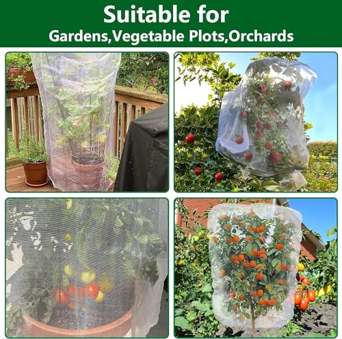 Alpurple 2 Pcs Insect Bird Barrier Netting Mesh with Drawstring- 4.9 x 3.2 Ft Garden Bug Netting Plant Cover- Fruit Tree Net for Protect Plant Fruits Citrus Flower from Insect Bird Eating | 4.9 x 3.2 Ft Garden Netting Pest Barrier, Fruit Tree Net for Prot