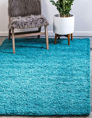 Unique Loom Solid Shag Collection Area Rug (2' 2" x 3' 1" Rectangle, Deep Aqua Blue) - color: Deep Aqua Blue, size: 2'2" x 3'1" (Rectangular)