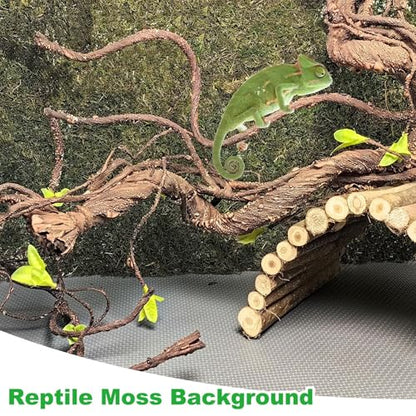 kathson Reptile Carpet, Natural Moss Mat for Terrarium, Bearded Dragon Tank Flooring Green Substrate Liner for Leopard Gecko Hermit Crab Lizard Tortoise (47.24" X 11.81")
