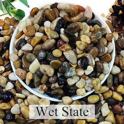 2lbs Natural River Rocks for Plants, 3/8" Aquarium Gravel | Decorative Polished Mixed Pebbles for Fish Tank, Gardening, Flower Pots, Vase Fillers, Indoor Water Fountains, Landscaping - size: 3/8 Inch