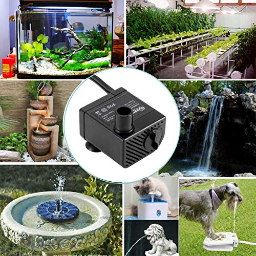 hygger Ultra Quiet 53GPH (200L/H, 3W) Submersible Mini Water Pump Comes with 2 Nozzles, for Aquariums, Fish Tank, Fountain, Hydroponics, Max Lift Height 1.7ft ,120V/60HZ, Power Cord 6ft