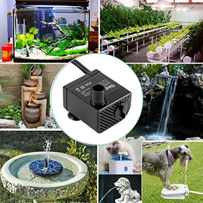 hygger Ultra Quiet 53GPH (200L/H, 3W) Submersible Mini Water Pump Comes with 2 Nozzles, for Aquariums, Fish Tank, Fountain, Hydroponics, Max Lift Height 1.7ft ,120V/60HZ, Power Cord 6ft