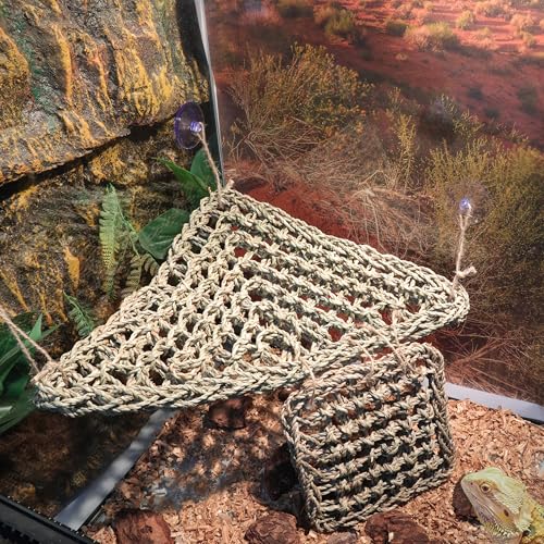 Bearded Dragon Hammock Lizard Tank Accessories Reptile Lounger Amphibian Habitat Décor for Chameleon, Geckos, Snakes, Hermit Crab, Lguana Reptiles, Tortoises - size: 17"T+7"