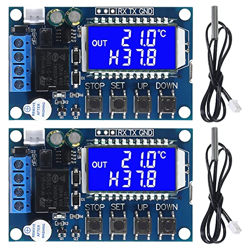 2pcs XY-T01 Electronic Temperature Controller, DC 6-30V 24V Waterproof NTC Probe Digital Temperature Control Module -50°C to 100°C Digital Thermostat Temperature Control Switch Boards