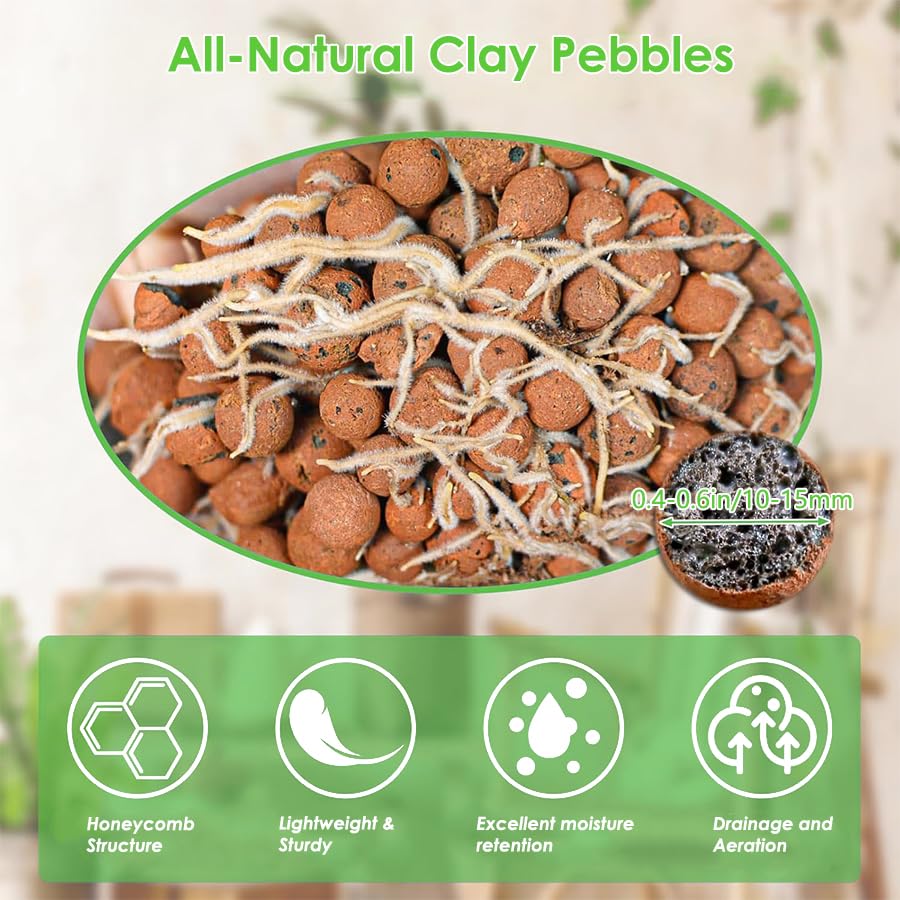 1lb Leca Clay Pebbles for Plant Clay Balls 100% Natural Hydroton Leca Balls for Indoor Plant Planting Gardening Drainage Decoration (5-10mm, 10-15mm, 15-30mm) (10-15mm - 1lb)
