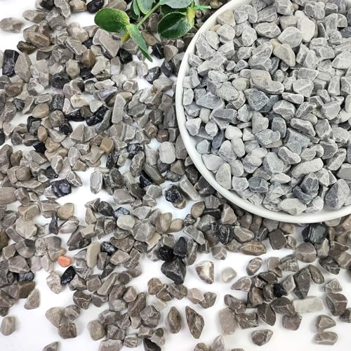 10lbs Grey Pebbles for Landscaping, 3/8inch Small Rocks for Succulent Cactus Plants, Natural Polished Pebbles, River Rocks for Plants, Vases, Garden - color: Grey, size: 10 LB