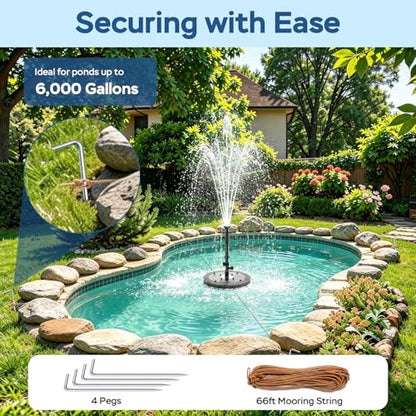 Floating Pond Fountain Pump with Lights | Remote Control RGB LED | 660GPH Pond Fountain Aerator | Floating Fountain with 3 Spray Patterns | for Ponds, Pool, Water Garden - size: For Ponds up to 6000 Gallon