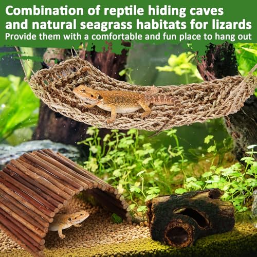 Foilswirl Bearded Dragon Tank Accessories Reptile Bridge Hammock Plants Jungle Climber Vines Terrarium Branch Plants Habitat Decoration for Hiding Climbing Snake Gecko Lizard Chameleon - style: Reptile Bridge