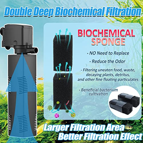 Aquarium Filter for 55-150 Gal. Tank Crystal 300GPH Biochemical Filtration Powerful Pump Submersible Internal Fish Tank Filters Large Tank Pond Clear Wavemaker Air Supply 4 in 1 - size: JP-024F(300GPH)for 55~150 Gallon Tank