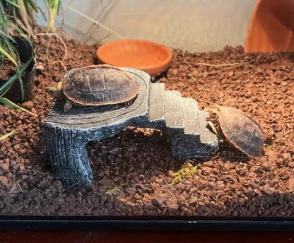 Reptile Basking Rock Tank Ornament Lizard Gecko Turtle Climbing Ladder Platform Toad Rest Hiding Cave Platform