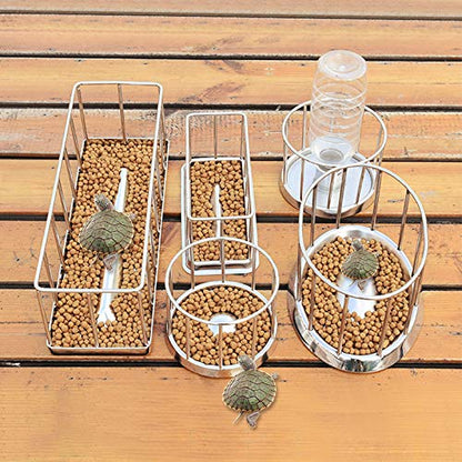 La La Pet® Reptile Water Bottle Stainless Steel Turtle Automatic Feeders Waterer Pet Dispenser Bottle Food and Water Feeding Dish Bowl for Lizard Tortoise Chameleon Round S - size: S