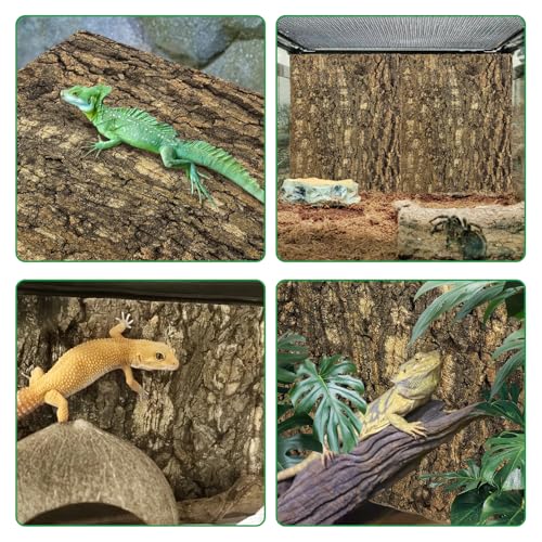 kathson 2PCS Thicker Cork Tile Background Bark 11.8”Lx7.9”Wx0.7”H Reptile Tank Backgroun Terrarium Background Natural Reptile Climbing Mat for Spider Gecko Lizard Chameleon Bearded Dragon Turtle Snake - size: 11.8 "L x 7.9" W x 0.7 "H