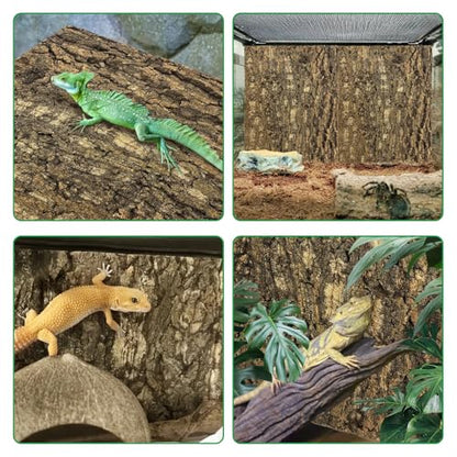 kathson 2PCS Thicker Cork Tile Background Bark 11.8”Lx7.9”Wx0.7”H Reptile Tank Backgroun Terrarium Background Natural Reptile Climbing Mat for Spider Gecko Lizard Chameleon Bearded Dragon Turtle Snake - size: 11.8 "L x 7.9" W x 0.7 "H