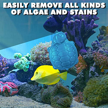 2 Pcs Algae Cleaning Scrapers Aquarium Tank Glass Brush Small Aquarium Magnet Cleaner Fish Tank Algae Cleaner Magnetic Cistern Glass Detergent for Fish Urn Detergent(Tortoise,Blue, Coffee Black)