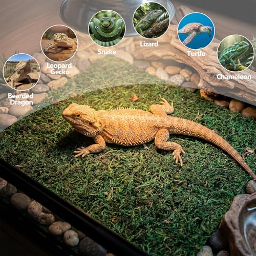8 Pcs Reptile Carpet 12'' x 12'' Natural Moss Terrarium Bedding Reptile Liner Green Substrate Flooring Cuttable Terrarium Mat Tank Accessories for Bearded Dragon Leopard Snake Tortoise