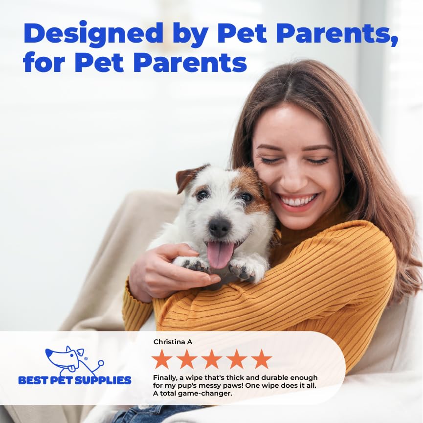 Best Pet Supplies Cleaning Dog Wipes - Hydrating Aloe, 100 Count | Unscented, Large 8x9" Pet Wipes, Vitamin E, Puppy & Cat Safe, Gentle Grooming, Resealable Pouch Prevents Drying - color: Hydrating Aloe Vera, size: 100 Count