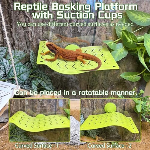 2PCS Bearded Dragon Hammock,Turtle Dock Basking Platform with Suction Cups,Reptile Plastic Climbing Lounger Tank Accessories for Lizards Frog Gecko Snakes