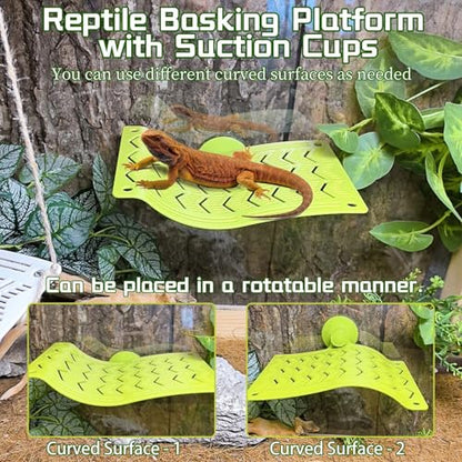 2PCS Bearded Dragon Hammock,Turtle Dock Basking Platform with Suction Cups,Reptile Plastic Climbing Lounger Tank Accessories for Lizards Frog Gecko Snakes