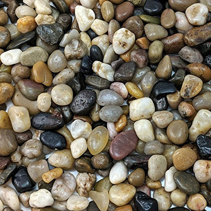 Midwest Hearth Decorative Mixed Pebbles for Plants & Terrariums | Polished Natural Stones | 3/8" Size (2-lb Bag) - size: 2-lb Bag