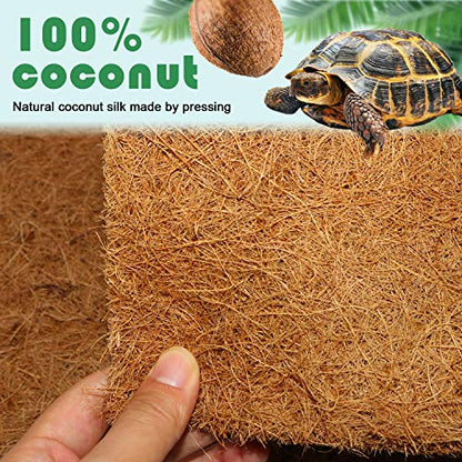 BWOGUE Reptile Carpet, 3 Pack Coconut Fiber Tortoise Carpet, Lizard Mat | Tortoise Bedding, Turtle Bedding for Habitat, 19.7 x 12 in Mats, Cut-to-Fit Terrarium Liner, Snakes, Geckos, Chameleons
