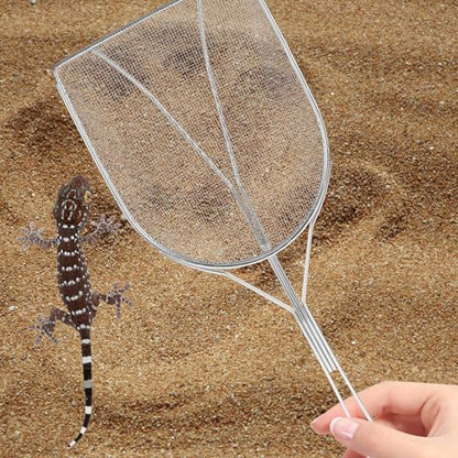 IMIKEYA Stainless Steel Reptile Sand Shovel with Wire Mesh Filter, Easy to Clean Sand Sifter Scoop for Cleaning Reptile's Box, Sturdy Silver Terrarium Cleaning Tool