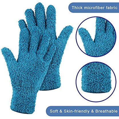 4 Pairs Microfiber Dusting Gloves Washable Reusable Cleaning Gloves Mittens for Plants House Cleaning Car Blinds - color: Purple, Blue, Rose Red, Black, size: Medium