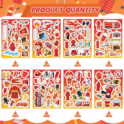 312Pcs Firefighter Stickers, Self Adhesive Firefighting Theme Sticker Fireman Stickers for Scrapbooks Envelopes Cards Gifts Crafts Party Favors Class Rewards - style: Firefighting