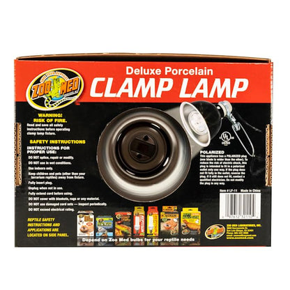 Zoo Med Deluxe Porcelain Clamp Lamp with 5.5-Inch Dome, Black - size: 5.5 Inch (Pack of 1)