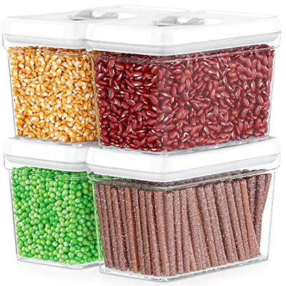 DWËLLZA KITCHEN Airtight Food Storage Containers with White Lids 2L - 4 Pc Clear Plastic Pantry Snacks Kitchen Container, Baking Supplies, 4LB Sugar & Flour Canister BPA-Free - color: 04 - 2 Liters (Set of 4)