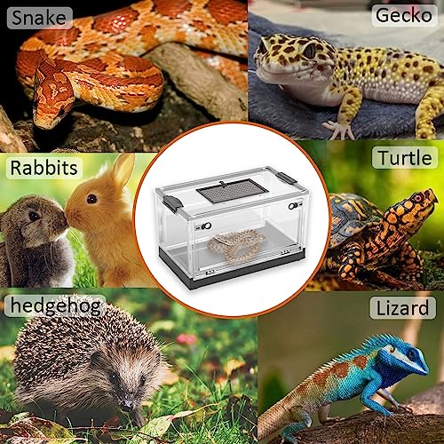 Dutiplus Large Snake Reptile Tank, Habitat Cages, Black, 21.65"x12.6"x12.2" | Amphibians Habitat Cages, Sliding Screen Top, For Lizard, Gecko, Frog, Hamster - color: Black