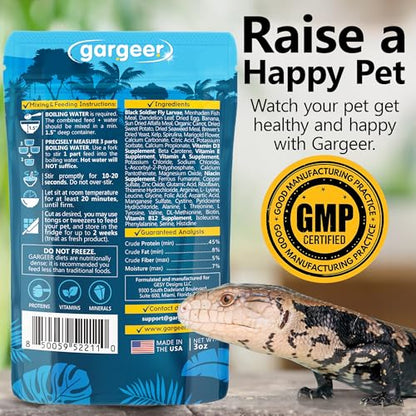Gargeer 3oz Blue Tongue Skink Complete Gel Diet. Made in USA | Trigger their hunting instinct! A gourmet, filler-free gel that wins over picky skinks. 3oz powder makes 1lb of fresh food. - size: 3 Ounce (Pack of 1)