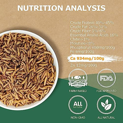 Premium Dried Black Soldier Fly Larvae for Chickens - 5LB High Calcium Supplement, Molting and Laying Support, Non-GMO & High-Protein Treats, Food for Wild Birds, Ducks, Reptile | Top Grade - size: 5 Pound (Pack of 1)