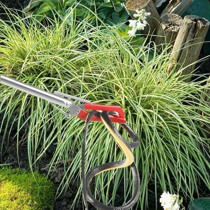 Upgraded 50" Snake Grabber Tool with Lock, Stainless Steel Snake Tongs, Foldable Long Reach Snake Catcher with Non-Slip Grip and Wide Jaw