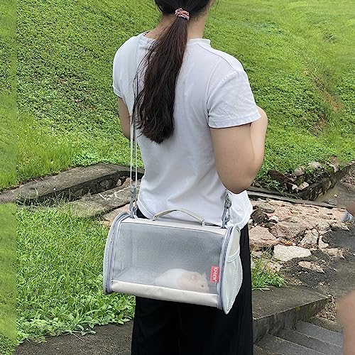 Guinea Pig Carrier Travel Small Animal Carrier Bag Lizard Bird Rabbit Carrier Cage Squirrel Breathable Bag Portable Travel Hamster Small Pet Hangbag (Small, Khaki) - color: khaki, size: Small