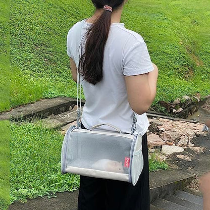 Guinea Pig Carrier Travel Small Animal Carrier Bag Lizard Bird Rabbit Carrier Cage Squirrel Breathable Bag Portable Travel Hamster Small Pet Hangbag (Small, Khaki) - color: khaki, size: Small