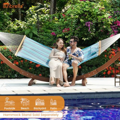 Lazy Daze 12 FT Sunbrella Fabric Hammock, Non-Fading Double Outdoor Hammock | 2 Person Hammock with Pillow, Straps, Carabiners , All Weather Fade Resistant for Outside, Dolce Oasis - color: Dolce Oasis