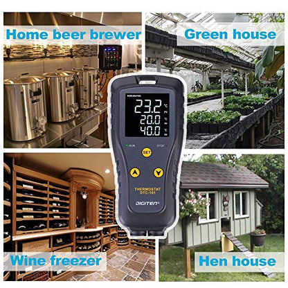 Temperature Controller Heat Mat Thermostat Outlet DTC101 Temperature Controlled Outlet Greenhouse Thermostat Aquarium Temperature Controller Reptile Thermostat Heating Cooling Mode 110V 10A