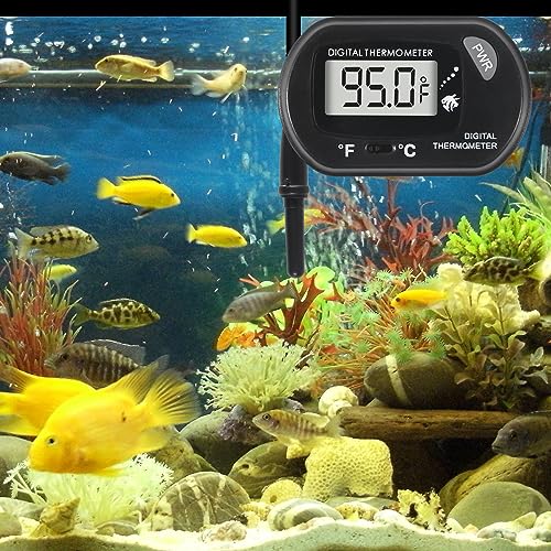 5Pcs Digital Aquarium Thermometer with Water-Resistant Sensor Probe and Suction Cup - Fahrenheit/Celsius (/) LCD Display - size: 5 PCS