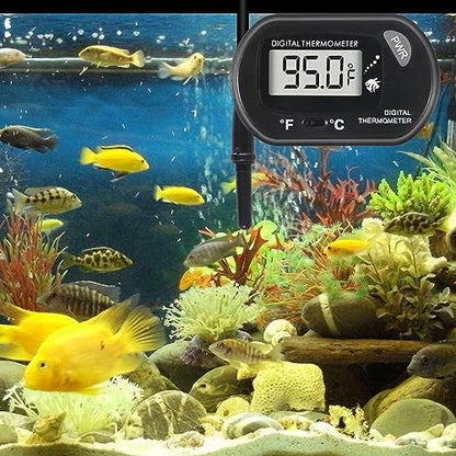 5Pcs Digital Aquarium Thermometer with Water-Resistant Sensor Probe and Suction Cup - Fahrenheit/Celsius (/) LCD Display - size: 5 PCS