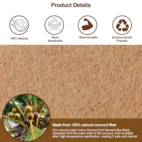 MAXPACE Natural Coconut Coir Liner Sheets - 14x11inch 2 Pcs Coco Fiber for Plant, Planter, Window Basket, Garden Decoration, and Pet Reptile Carpet or Mat