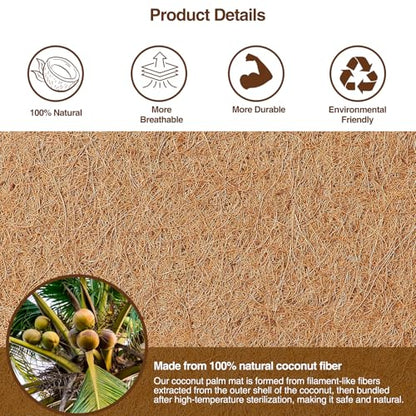 MAXPACE Natural Coconut Coir Liner Sheets - 14x11inch 2 Pcs Coco Fiber for Plant, Planter, Window Basket, Garden Decoration, and Pet Reptile Carpet or Mat