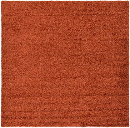 Unique Loom Solid Shag Collection Area Rug (8' Square, Terracotta) - color: Terracotta, size: 8' x 8' (Square)