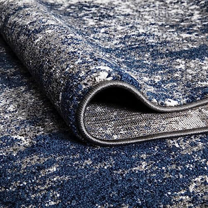 Keen Home Design Runner Rugs - 32"x119" Non-Shedding, Thick Pile Abstract Rugs for Kitchen, Living Room, Bedroom, Dining Room, Entryway - Size: 2'8" x 9'11", Abstract Navy/Gray - color: Abstract Navy/Gray, size: 2'8" x 9'11" (Runner)