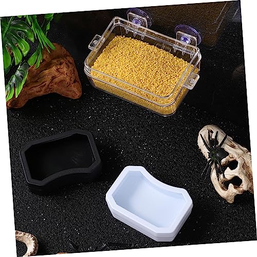 2Pcs Reptile Feeding Dish Escape Bowl with Strong Suction Cup Transparent Food Water Feeder for Lizard Gecko Bearded Dragon Suitable for Various Reptiles