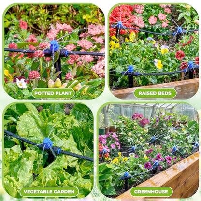 HIRALIY 80ft Push-to-Connect Drip Irrigation Kit | Adjustable Watering System, for Garden Raised Bed, Saving Water Automatic Irrigation Equipment