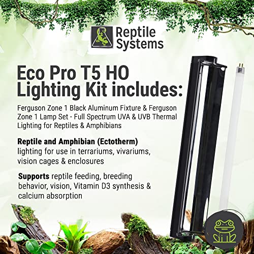 Reptile Systems Eco T5 Unit Zone 1 Reptile Lighting Kit – 36in-39w - Slimline Fixture with HOT5 Lamp, Reflector & Flicker-Free Ballast – Ideal for Terrariums, Chameleons & Geckos