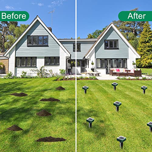 Mole Repellent Solar Powered, 10 Pack Solar Mole Repellents Ultrasonic for Vole, Snakes, Gopher, Waterproof Sonic Vole Deterrent Spikes,Snake Gopher for Garden and Yard - size: 1 Count (Pack of 10)