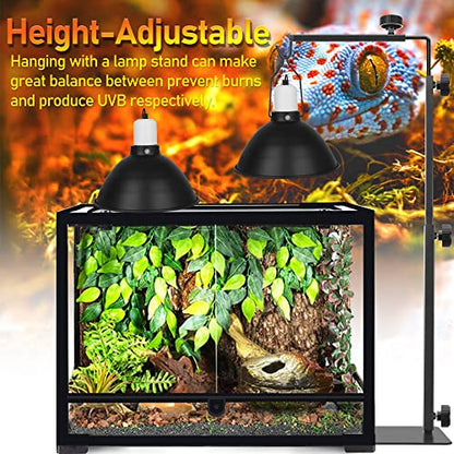 Reptile Reflector Dome Lamp Fixture, 8.5 inch Deep Polished Aluminum UVB Light Fixture for Reptile Glass Terrariums fit UVB UVA Bulb, Basking Heat Bulb, Ceramic Heat Emitter - size: 8.5 inch